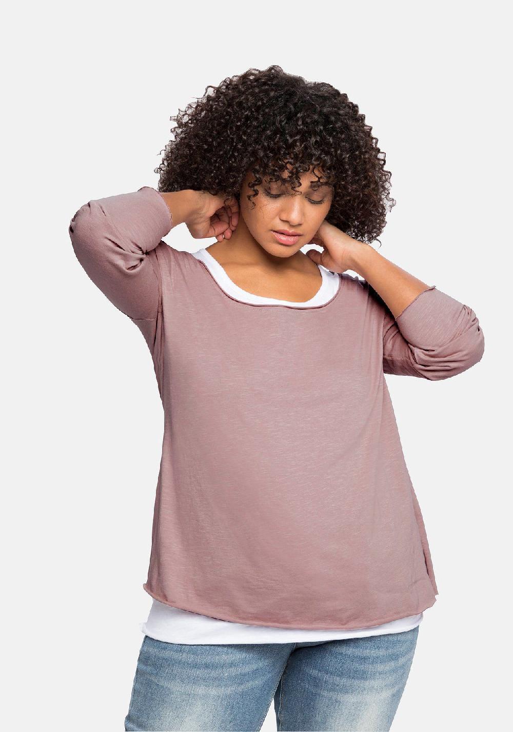 sheego by JoeBrowns Langarmshirt mit kontrastfarbenem Tanktop 50% Rabatt für begrenzte Zeit