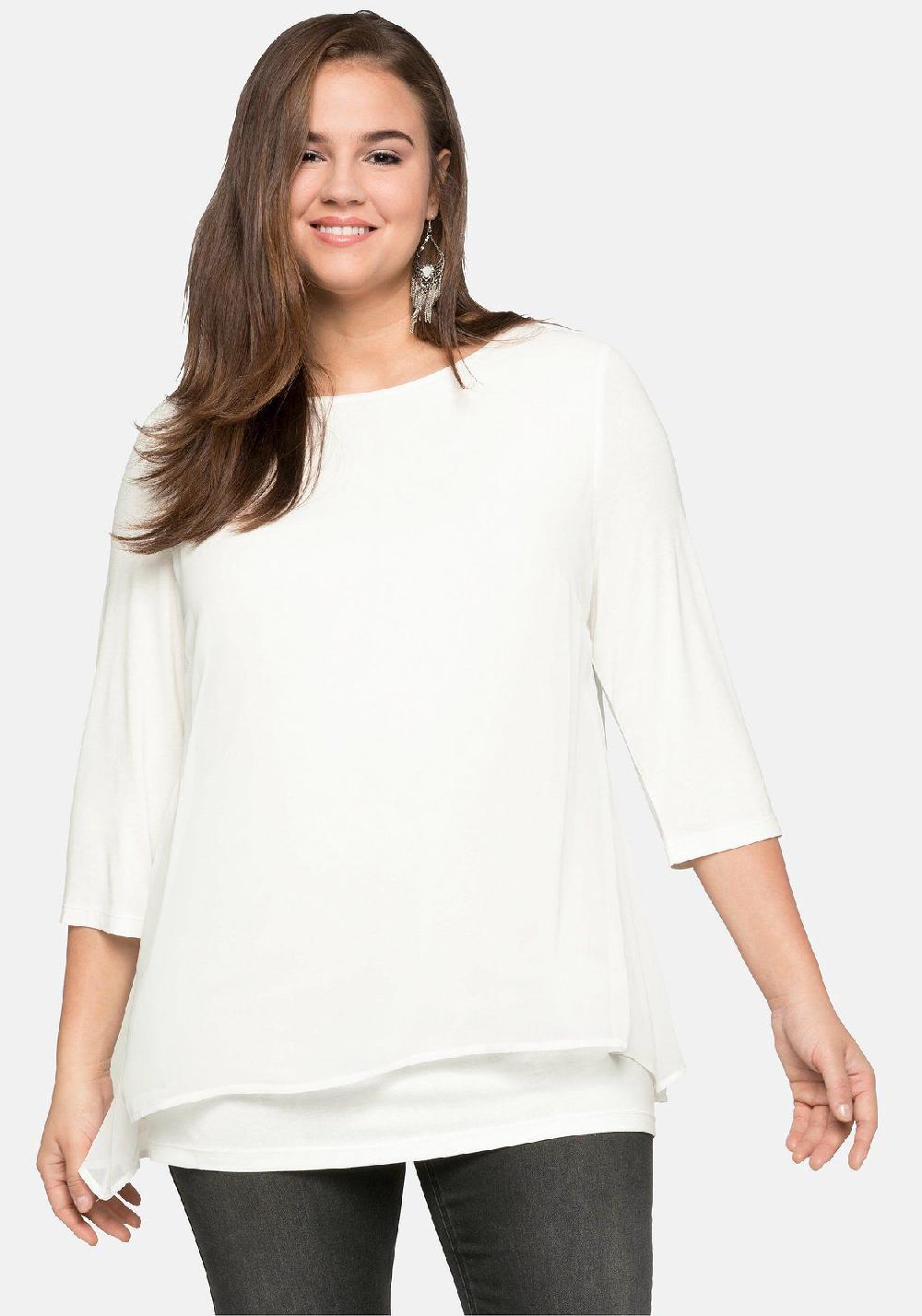 sheego Blusenshirt in leichter A-Linie mit Zipfelsaum Angebote