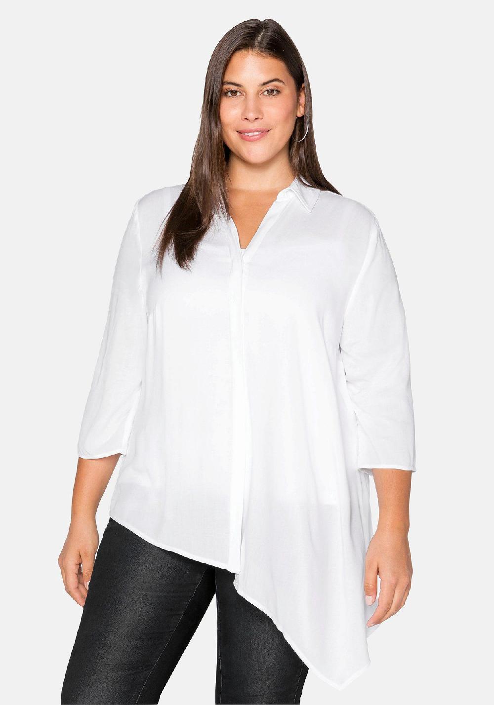 sheego Bluse mit asymmetrischem Saum in Zipfelform Günstiger Verkauf