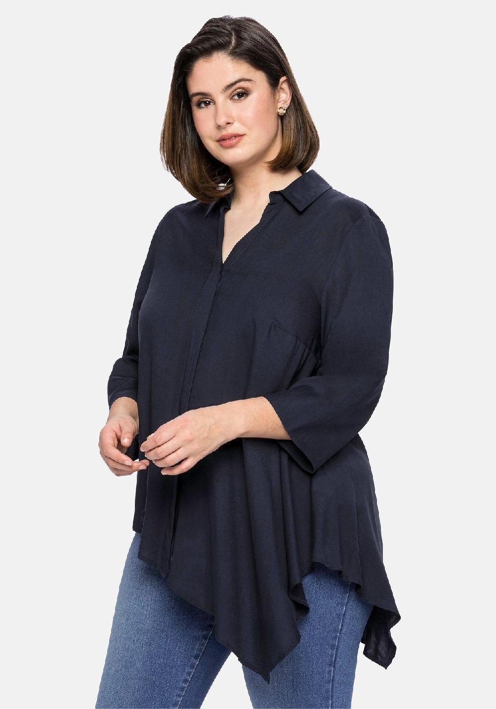 sheego Bluse mit asymmetrischem Saum in Zipfelform Kostenloser Versand