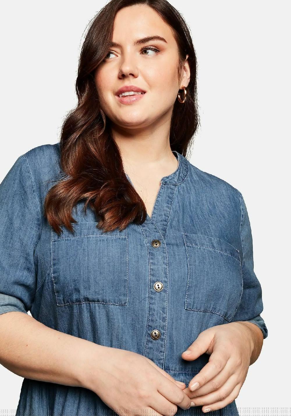 sheego Jeanskleid mit Knopfleiste und hoher Taille Fabrik Onlineshop