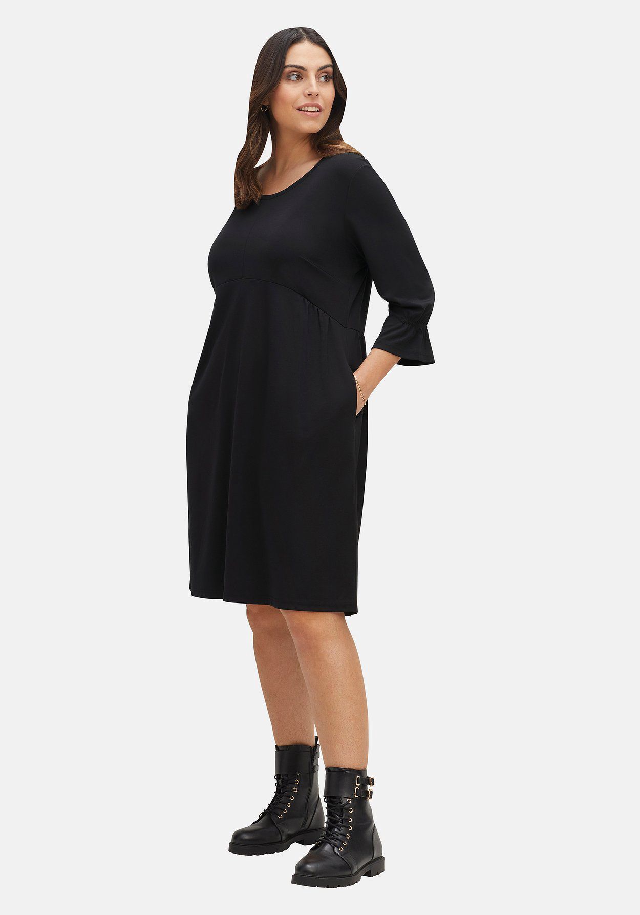 sheego Shirtkleid mit gerafften 3/4-Ärmeln Sonderangebot