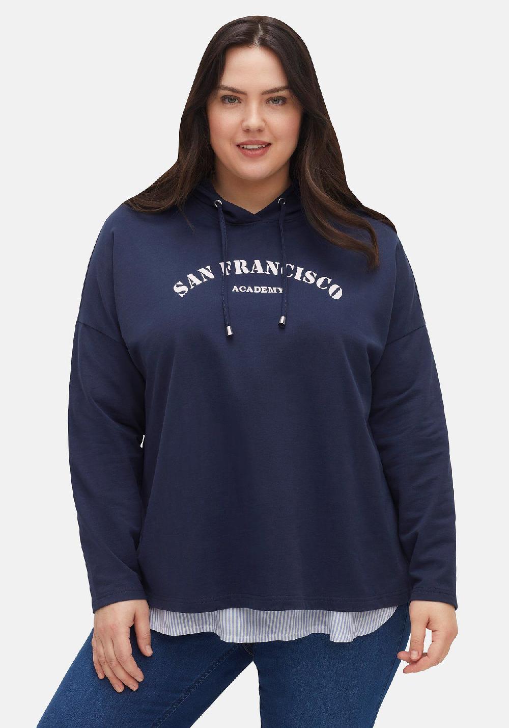 sheego Kapuzensweatshirt mit Frontdruck in A-Linie Versandkostenfrei