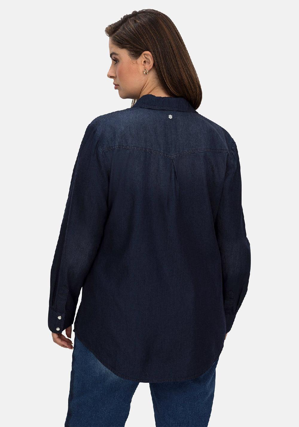 sheego Jeansbluse mit Knopfleiste und Brusttaschen Flash Sale