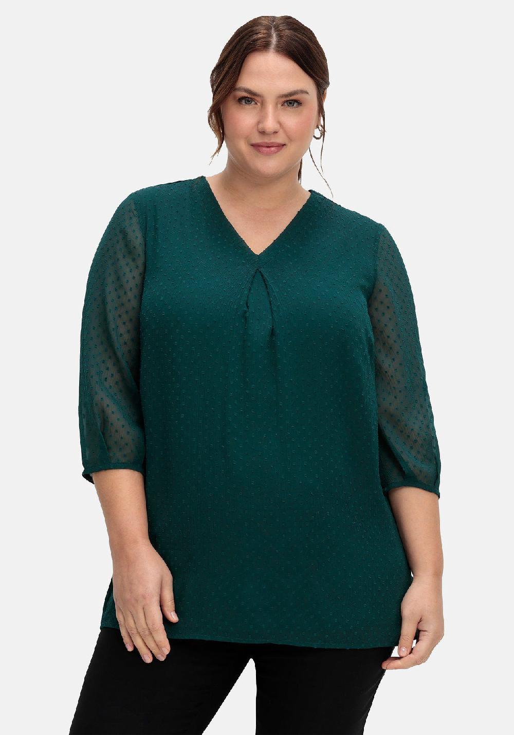 sheego Tunika mit Chiffon-Ärmeln und eingewebtem Muster Osterangebot