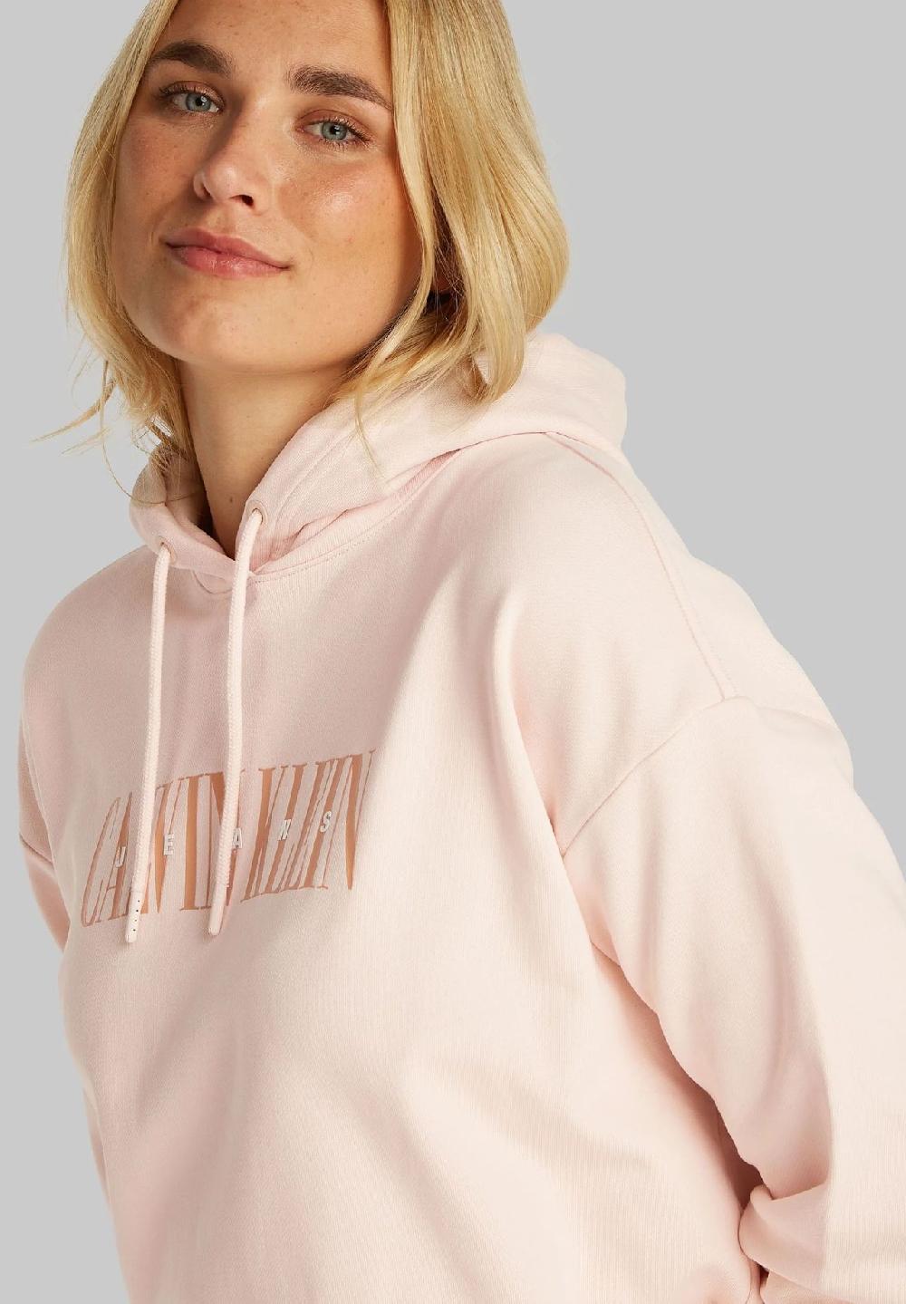 Calvin Klein Jeans Hoodie Rippbündchen Baumwolle für Damen Top Angebot