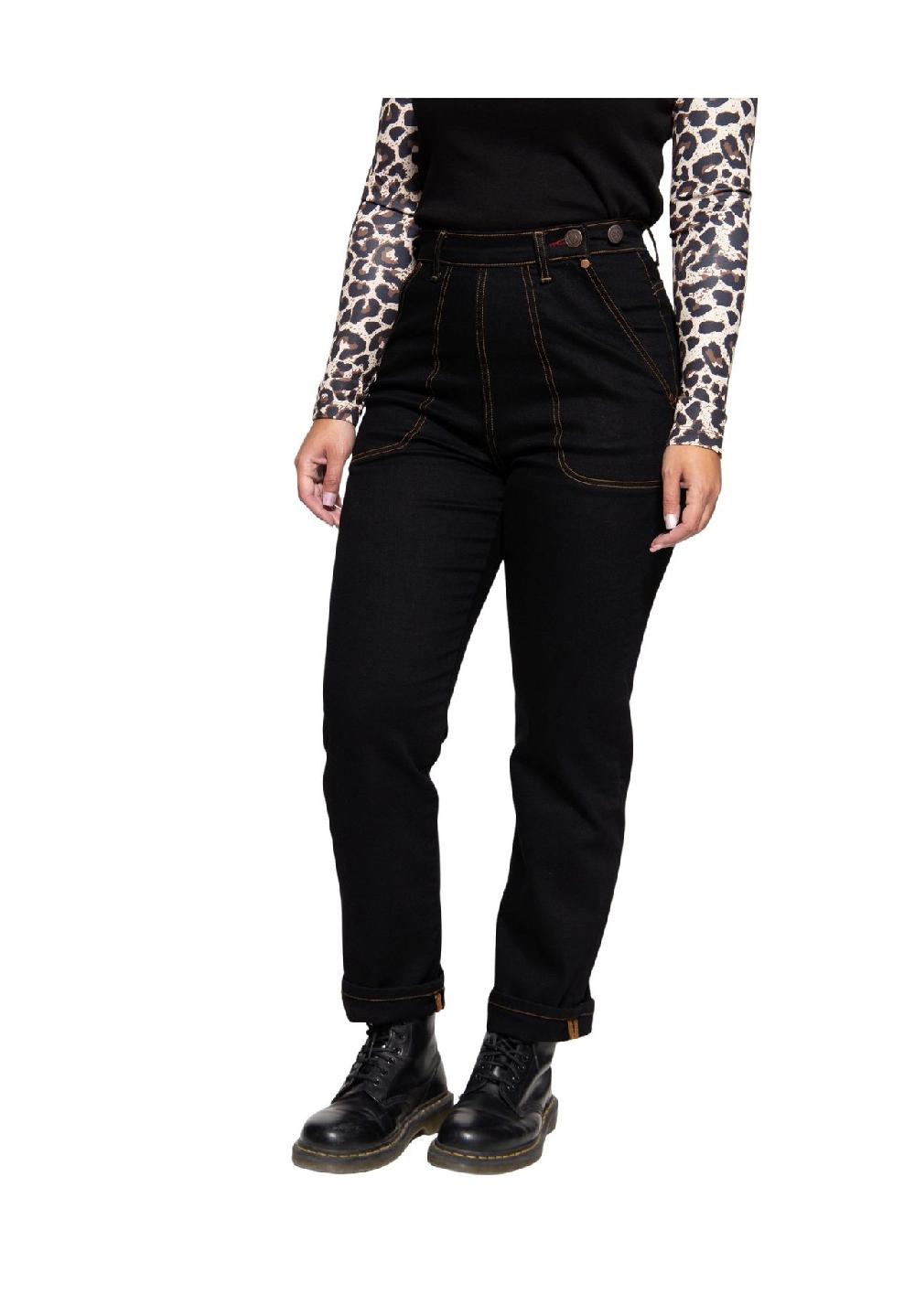 QUEEN KEROSIN High-Waist-Jeans im Selvedge-Stil Bis zu 65% Rabatt