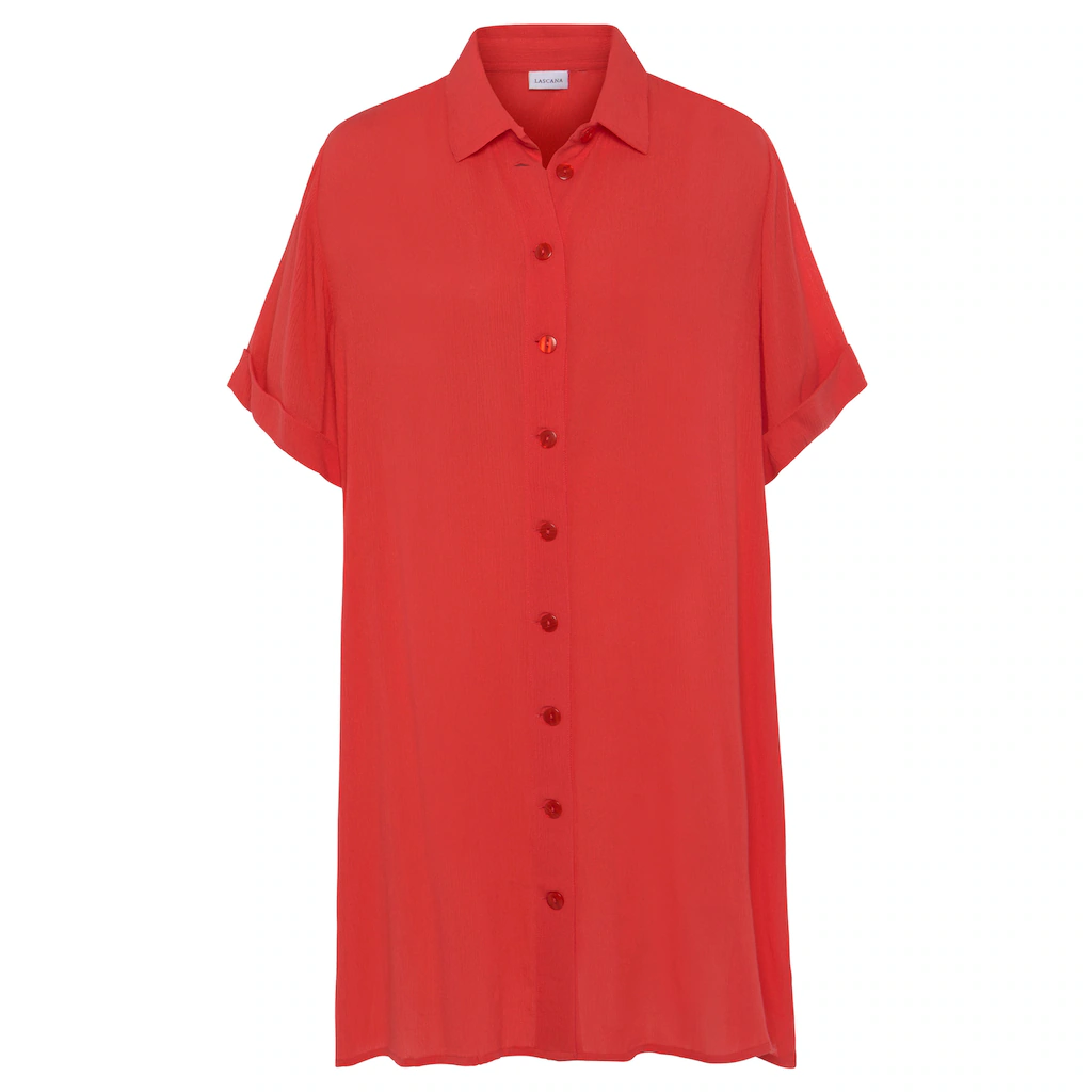 LASCANA Longbluse mit Knopfleiste Kurzarmbluse Blusenkleid sommerlich Wochenangebot