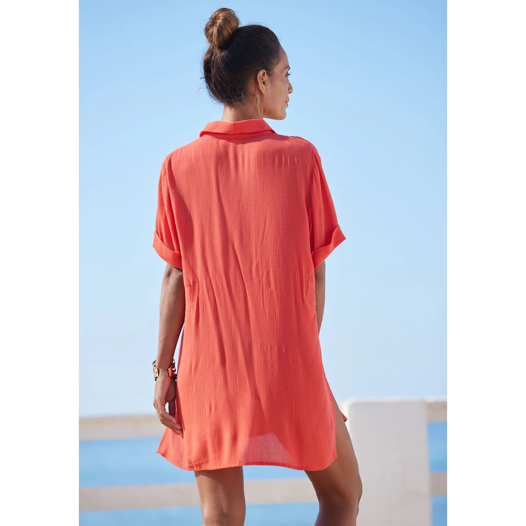 LASCANA Longbluse mit Knopfleiste Kurzarmbluse Blusenkleid sommerlich Wochenangebot
