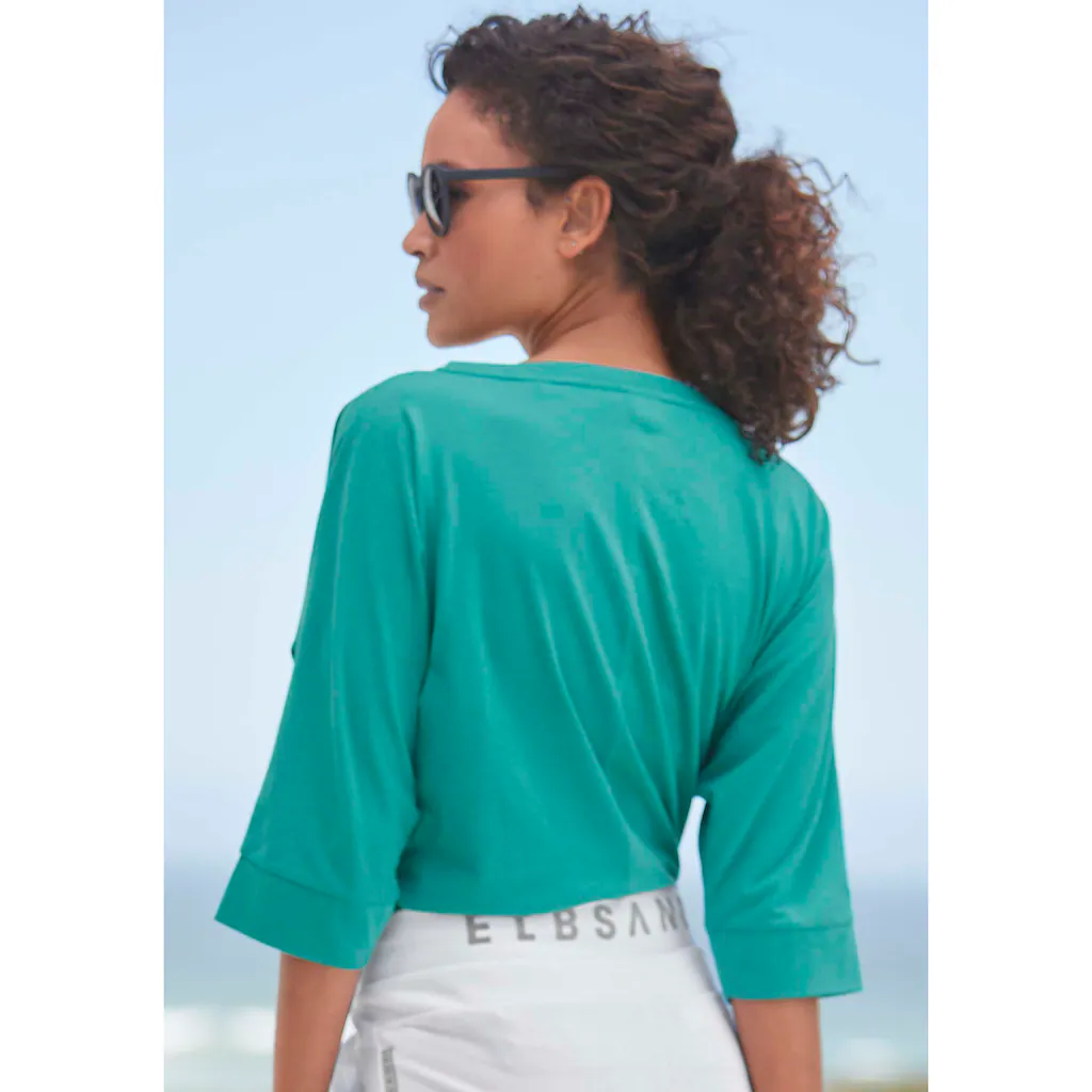 Elbsand 3/4-Arm-Shirt mit Logodruck Baumwoll-Mix lockere Passform Letzter Tag