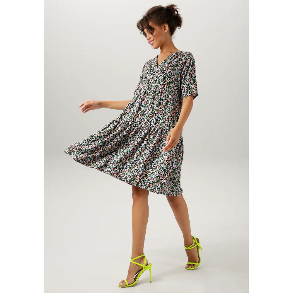 Aniston CASUAL Sommerkleid mit buntem Minimal-Blumendruck Bis zu 65% Rabatt