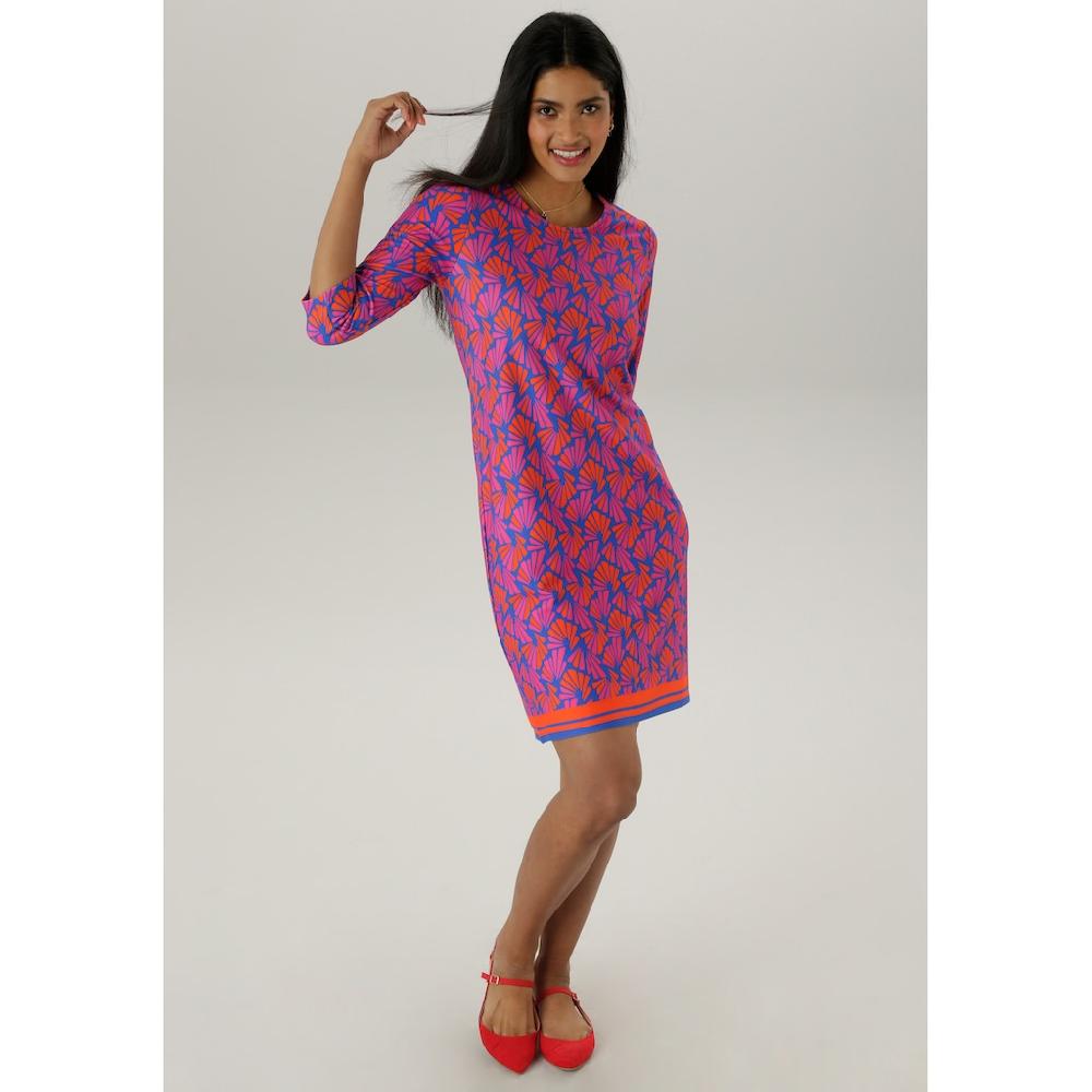 Aniston SELECTED Jerseykleid mit ausdrucksvollem Retro-Muster Allover - NEUE KOLLEKTION Fabrikladen
