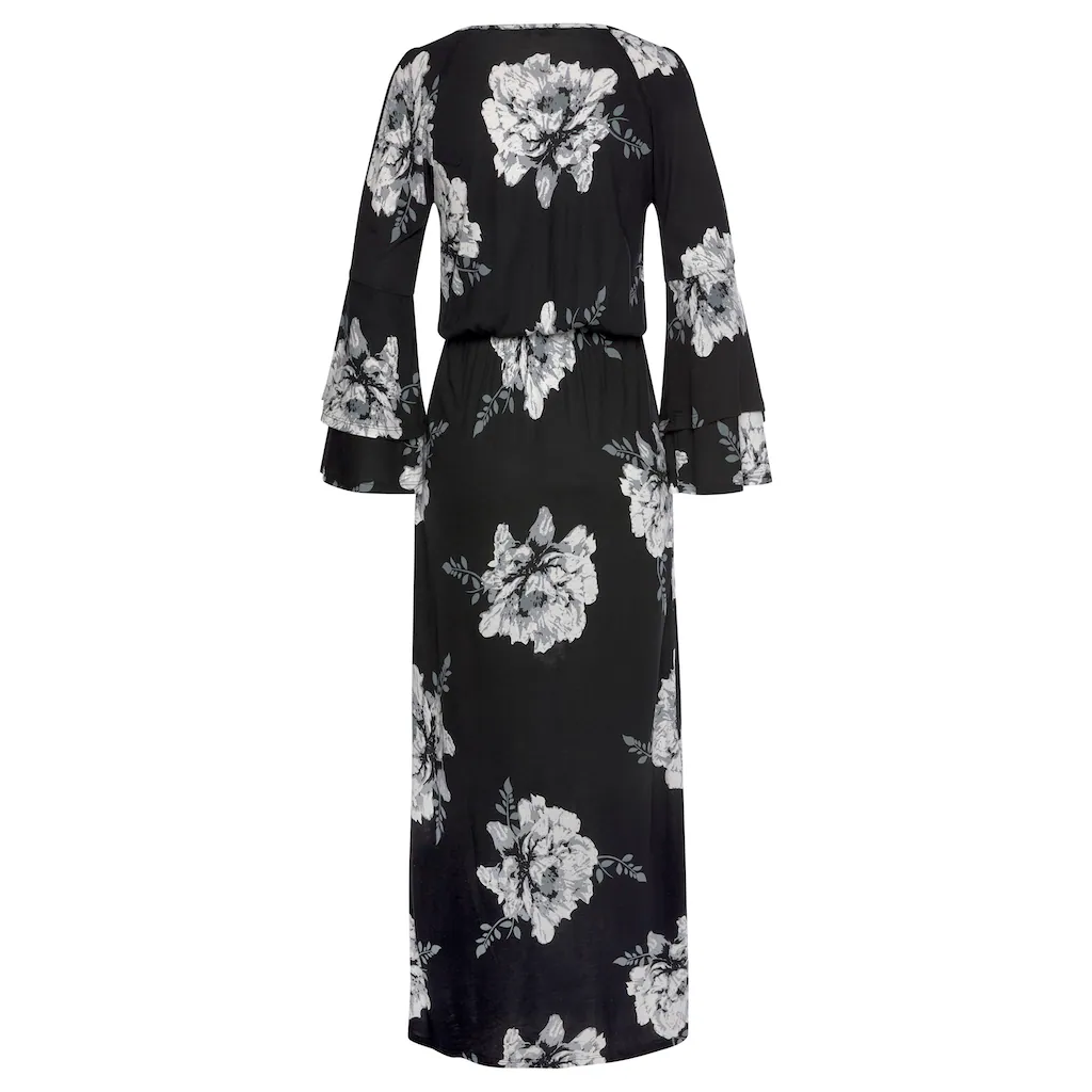 LASCANA Maxikleid mit Blumenprint und Schulter-Cut-Outs Sommerkleid mit Schlitz Im Verkauf