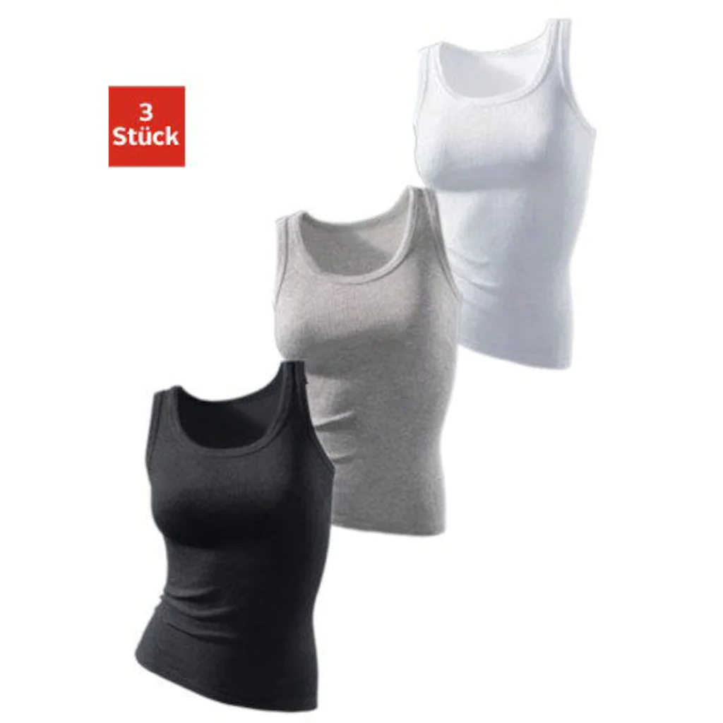 H.I.S Tanktop »ohne Seitennähte« (3er-Pack) aus weicher Rippqualität aus Baumwolle