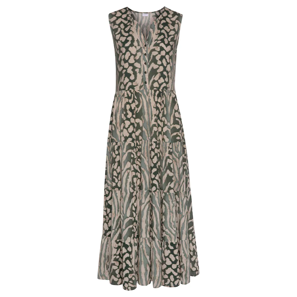 LASCANA Maxikleid mit Animalprint und Knopfleiste Sommerkleid Strandkleid Versandkostenfrei