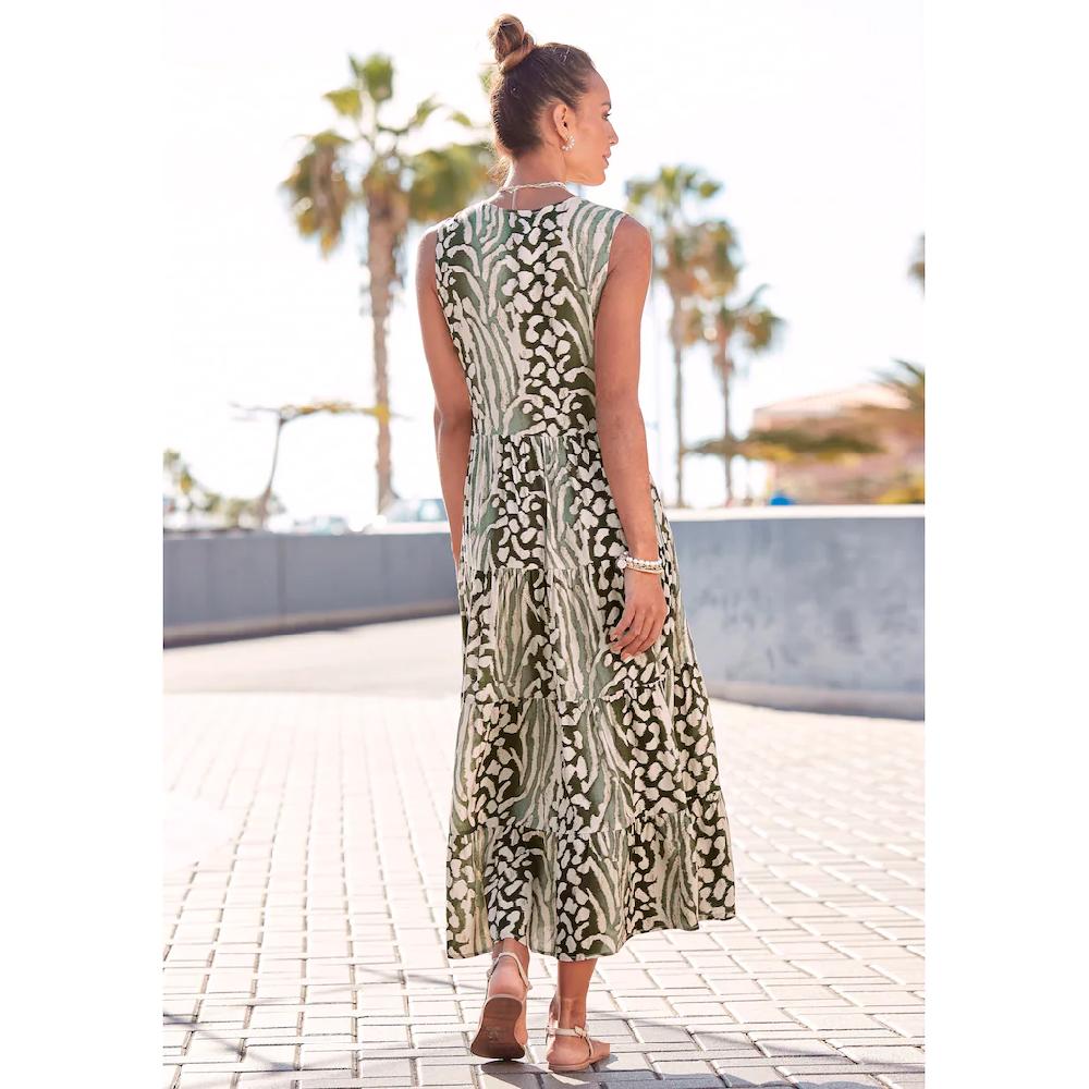 LASCANA Maxikleid mit Animalprint und Knopfleiste Sommerkleid Strandkleid Versandkostenfrei