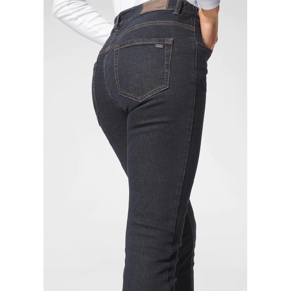 Arizona Slim-fit-Jeans »Bund mit seitlichem Gummizugeinsatz« schmale Passform Röhrenjeans Used-Waschung hohe Leibhöhe Großer Ausverkauf