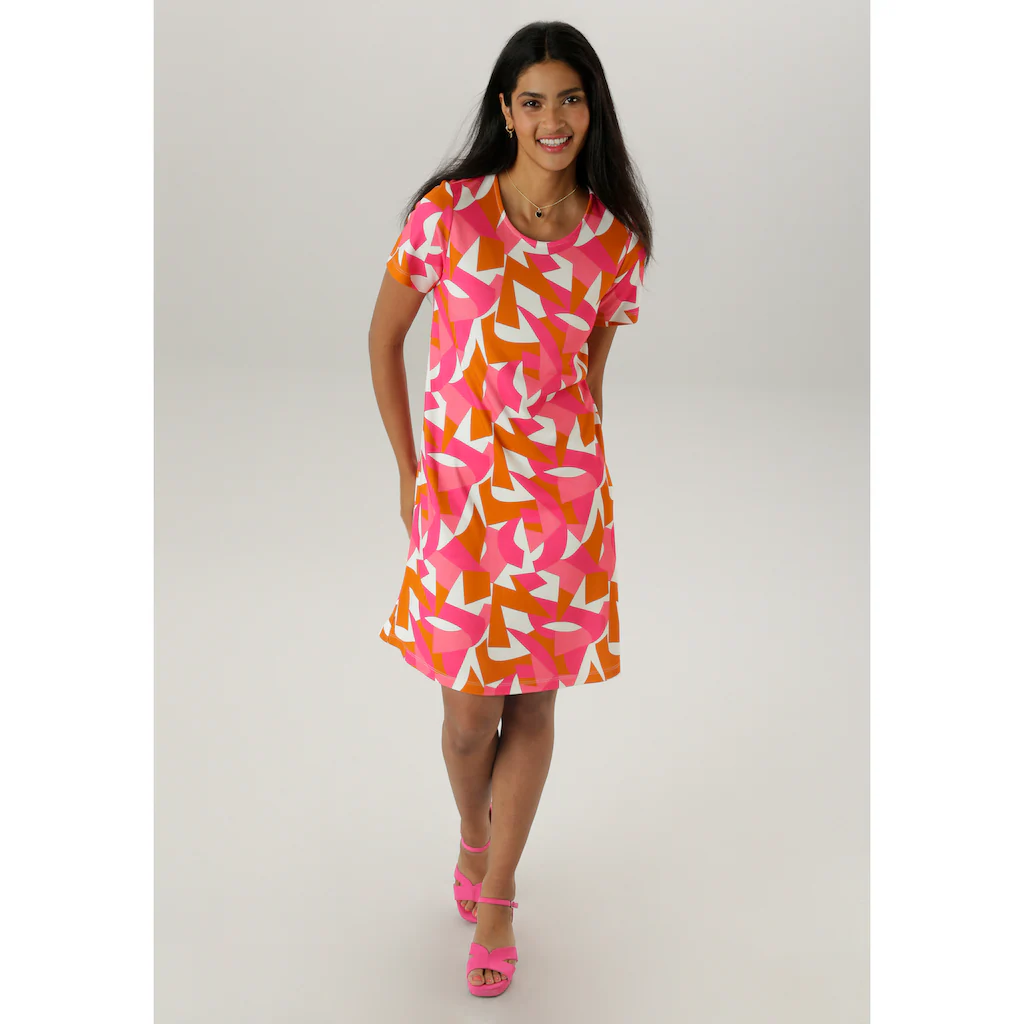 Aniston SELECTED Jerseykleid mit farbenfrohen graphischen Druck - NEUE KOLLEKTON