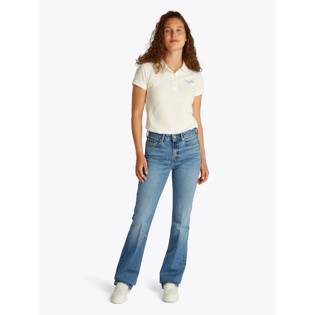 Tommy Hilfiger Bootcut-Jeans »Bootcut Regular Waist« mittlere normale Leibhöhe mit Bügelfalten mit Nieten Exklusivangebot