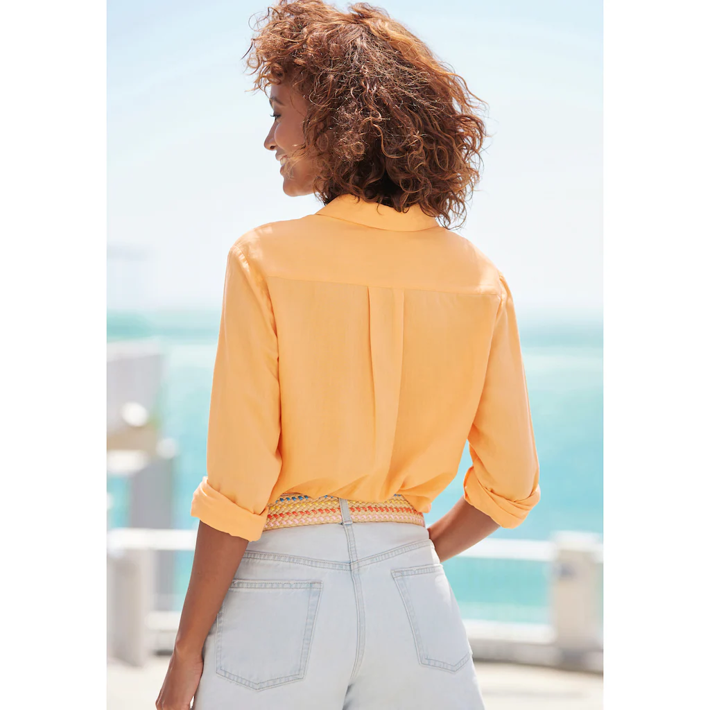 LASCANA Hemdbluse aus Leinenmix Damenbluse mit Hemdkragen und Knopfleiste Jubiläumsangebot