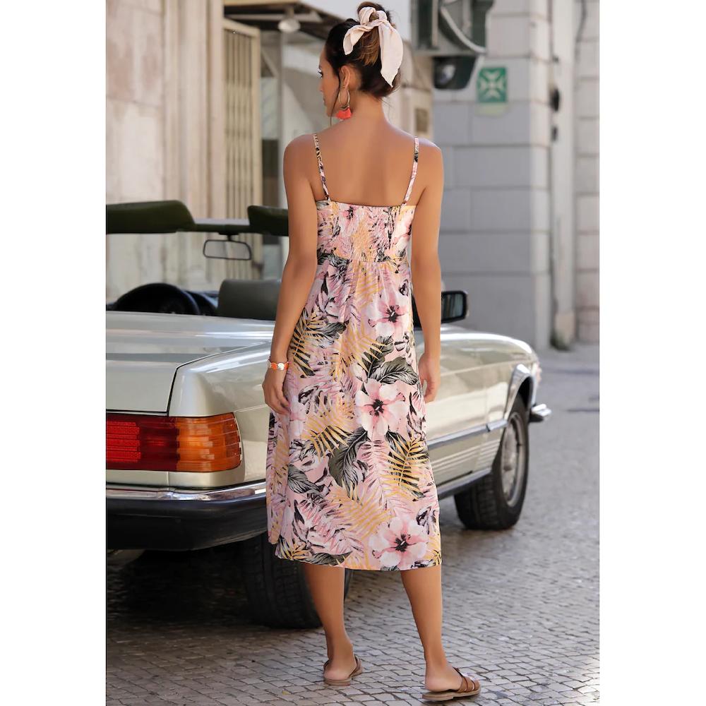 LASCANA Sommerkleid aus Leinenmix Midikleid mit Knopfleiste vorne Strandkleid Wochenangebot