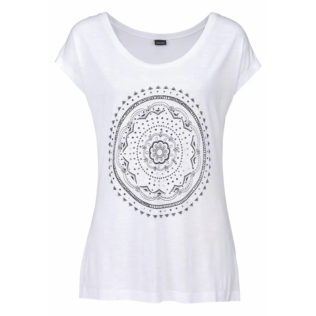 LASCANA Strandshirt mit Print und glänzendem Effekt Ethno-Look casual Letzte 3 Tage