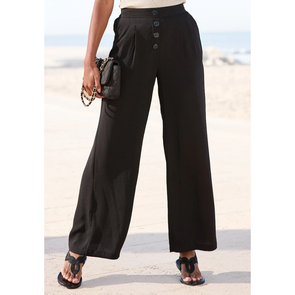 LASCANA Palazzohose mit Zierknöpfen und bequemen Bund elegante Stoffhose mit Taschen