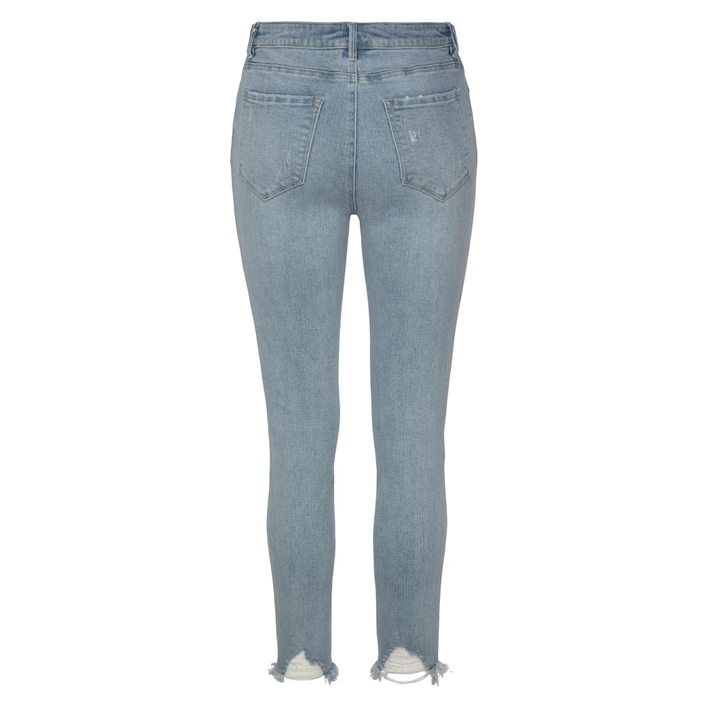 Buffalo Destroyed-Jeans mit ausgefranstem Beinabschluss und Stretchanteil schmale Passform Riesige Rabatte