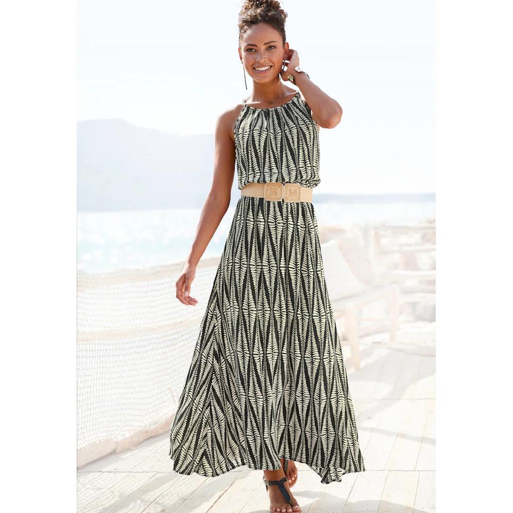 LASCANA Maxikleid aus gewebter Viskose im Alloverprint luftiges Sommerkleid