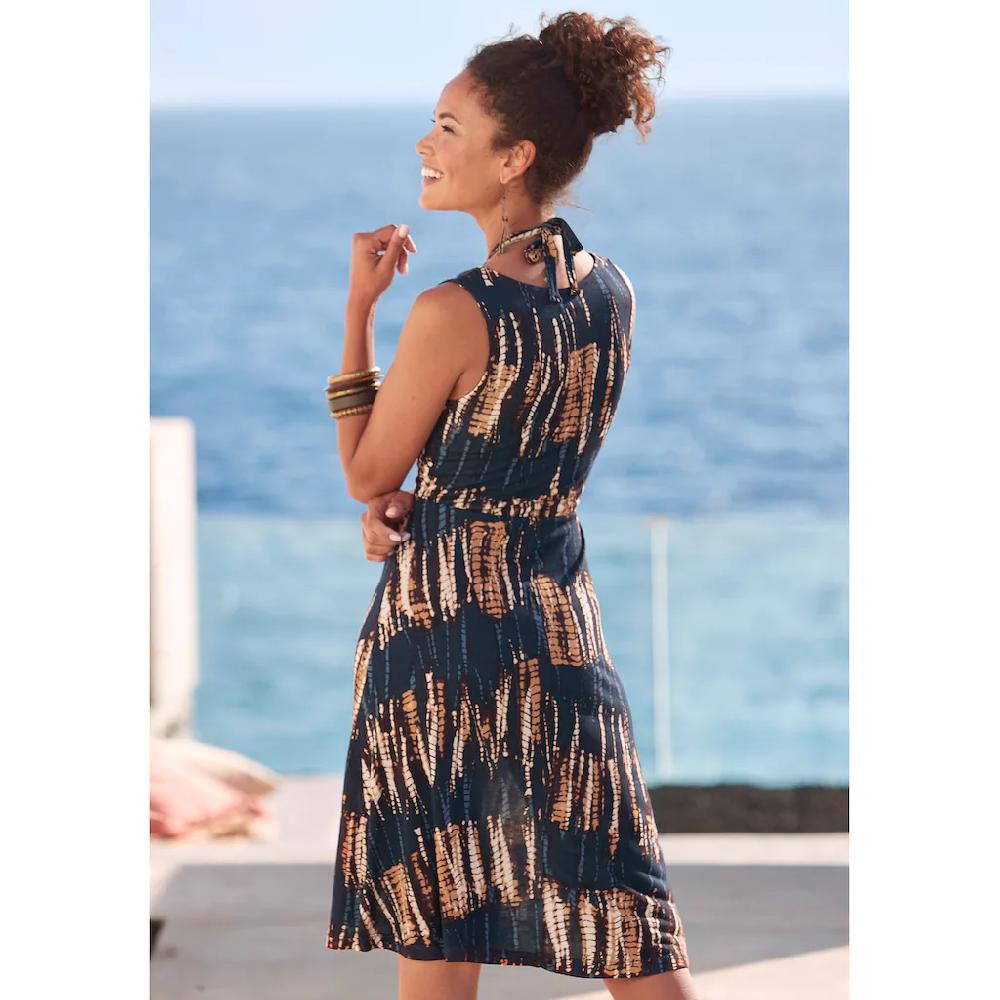 Buffalo Jerseykleid mit Alloverdruck und Bindeband Trägerkleid Strandkleid sommerlich Speichern exportieren