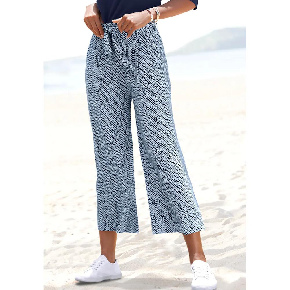 LASCANA Culotte (mit Bindegürtel) und Tupfenprint leicht und elastisch Jerseyhose Sommerhose