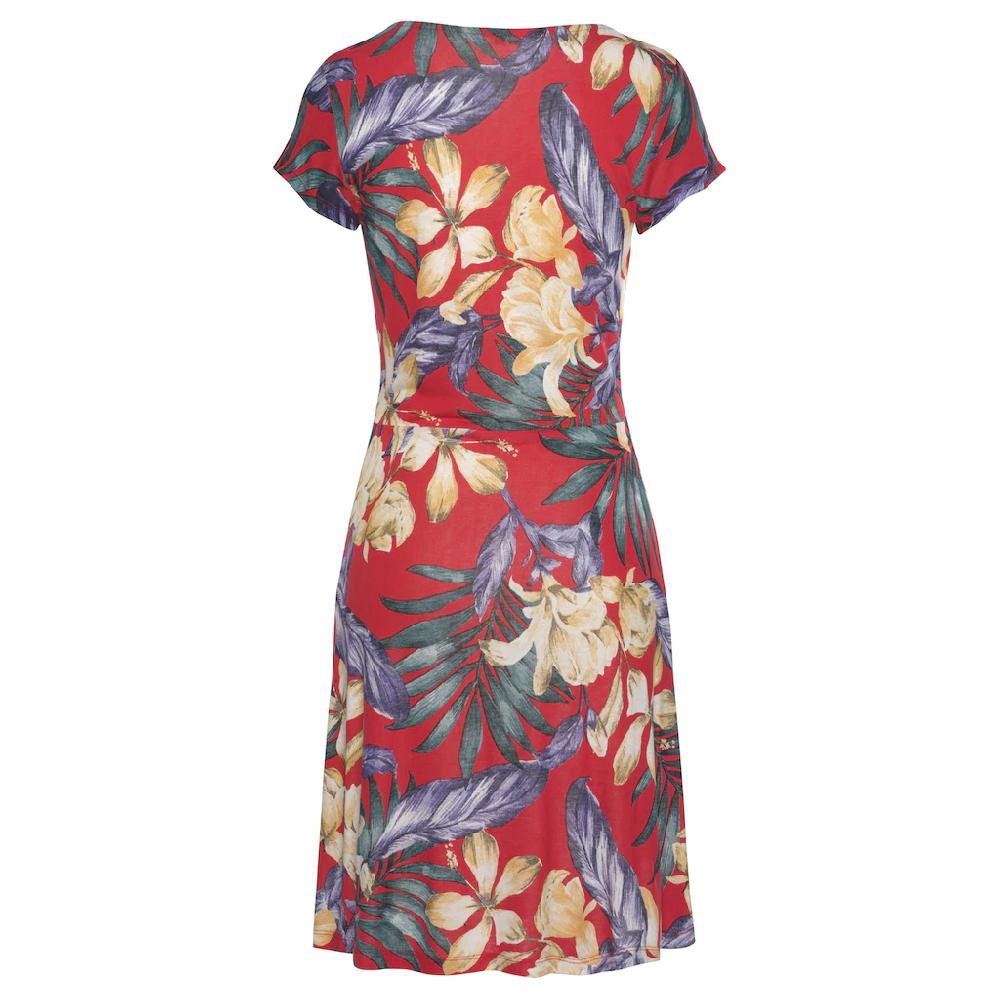 LASCANA Sommerkleid mit V-Ausschnitt im Alloverdruck T-Shirtkleid aus Jersey Strandkleid Günstig kaufen