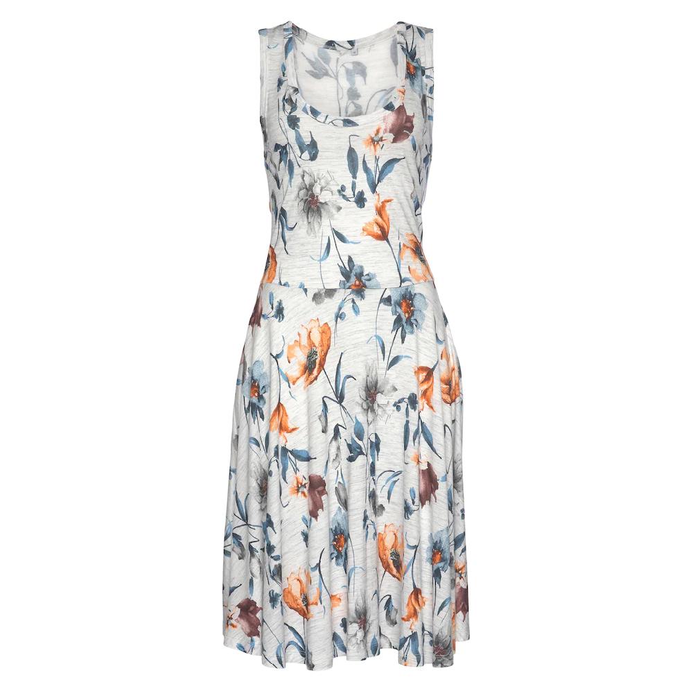 Vivance Jerseykleid mit Blumendruck und schwingendem Rock Sommerkleid Strandkleid Begrenztes Angebot