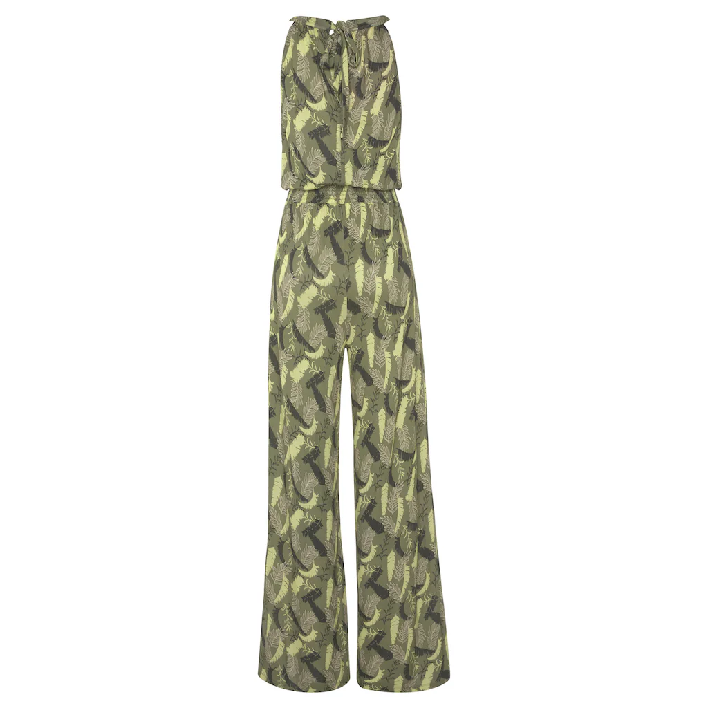 s.Oliver Overall mit Blätterdruck und breitem Smokeinsatz sommerlicher Jumpsuit Top Angebot