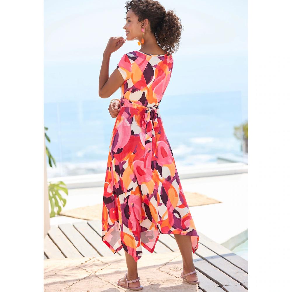 Vivance Midikleid mit Alloverdruck luftiges Sommerkleid in Wickeloptik Strandkleid Zeitlich begrenztes Angebot