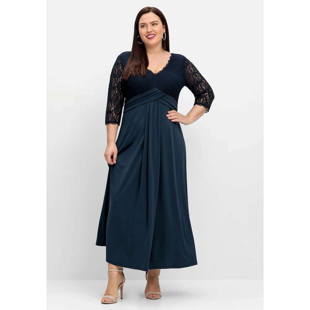 Sheego Abendkleid »Große Größen« mit Oberteil aus floraler Spitze Super Sparpreis