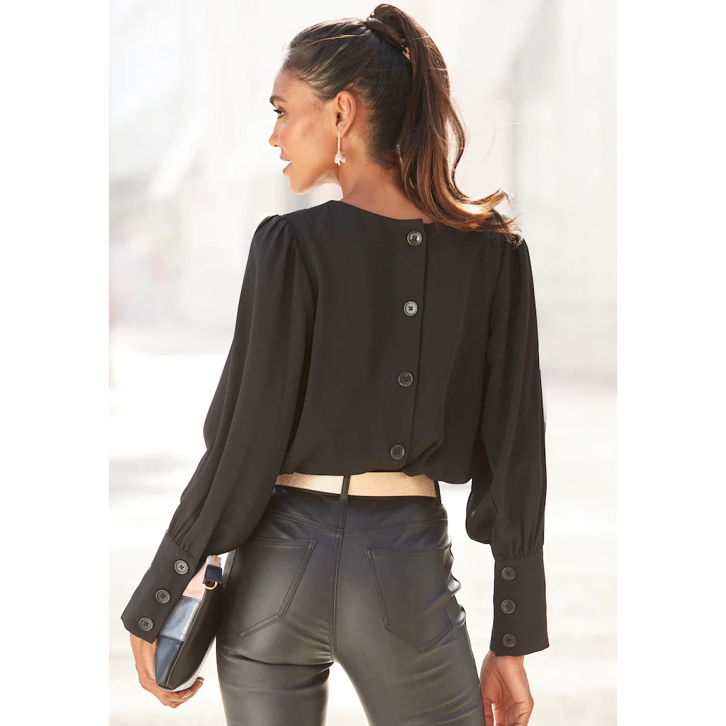 LASCANA Langarmbluse mit Knopfleiste hinten elegante Damenbluse Business-Look JETZT KAUFEN