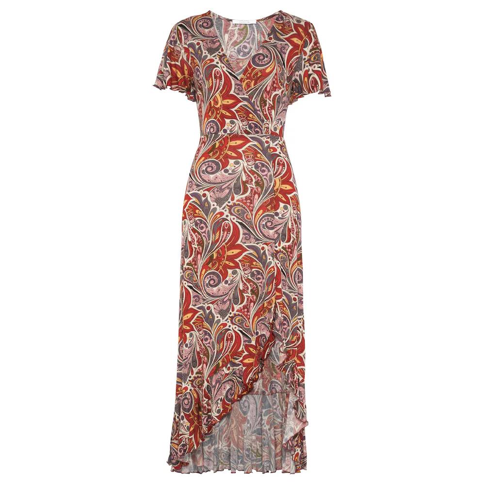 LASCANA Maxikleid mit Paisleydruck Schlitz und Volant Flügelärmel Druckkleid Bis zu 50% Rabatt