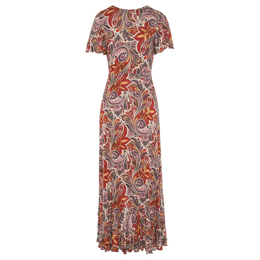 LASCANA Maxikleid mit Paisleydruck Schlitz und Volant Flügelärmel Druckkleid Bis zu 50% Rabatt