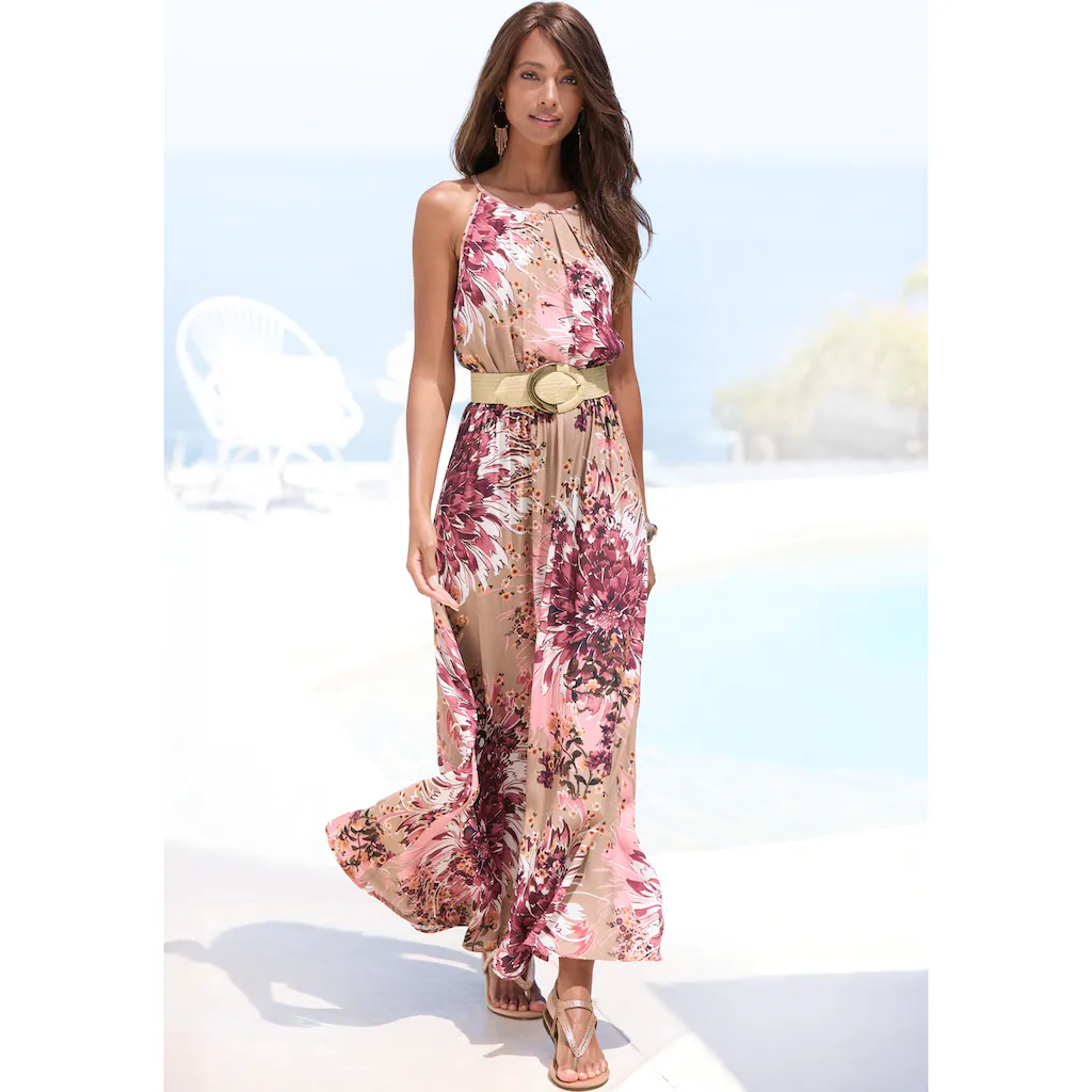 LASCANA Maxikleid mit Alloverdruck luftiges Sommerkleid Strandkleid Bis zu 65% Rabatt