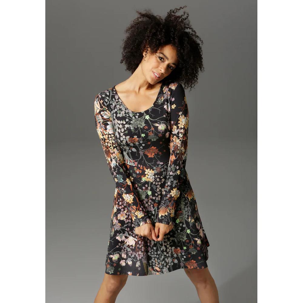 Aniston CASUAL Jerseykleid mit Blumendruck oder in uni Schwarz Bis zu 55% Rabatt