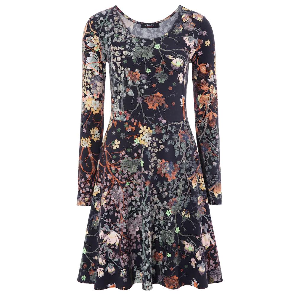 Aniston CASUAL Jerseykleid mit Blumendruck oder in uni Schwarz Bis zu 55% Rabatt