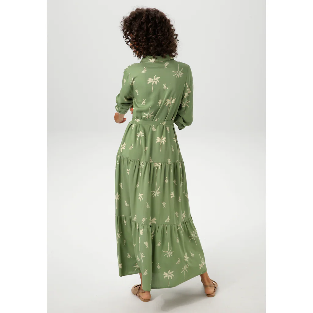 Aniston CASUAL Maxikleid (mit abnehmbarem Bindeband) mit Palmen bedruckt - jedes Teil ein Unikat - NEUE KOLLEKTION Online