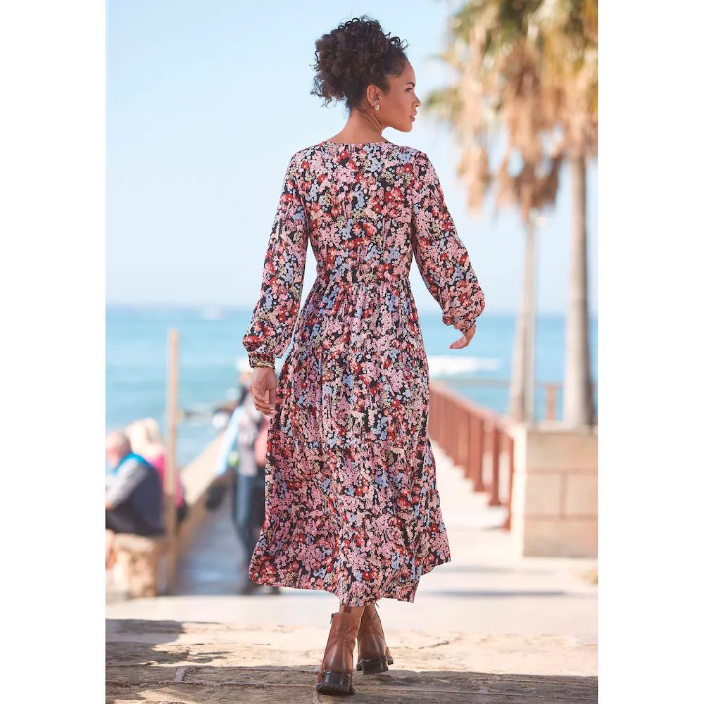 LASCANA Maxikleid mit Blümchenprint und V-Ausschnitt Sommerkleid Fabrikverkauf