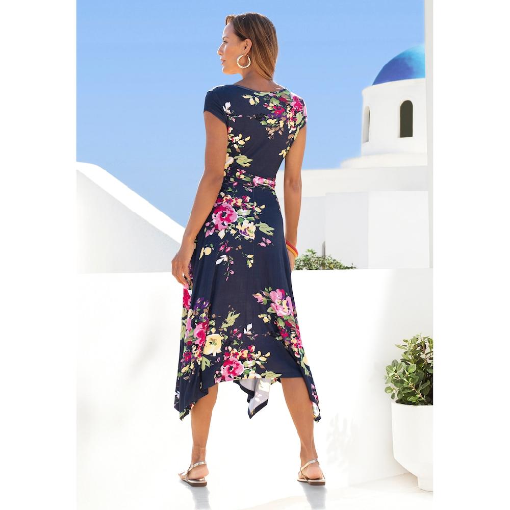 Beachtime Sommerkleid mit Zipfelsaum und Schleife in der Taille Jerseykleid Strandkleid Saisonschlussverkauf