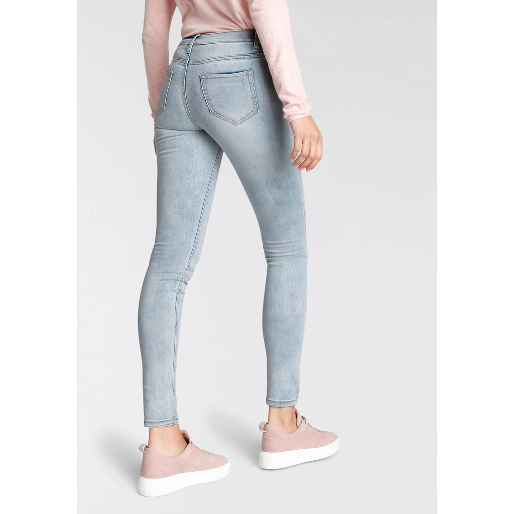 Tamaris Skinny-fit-Jeans schmale Beinform normale Leibhöhe 5-Pocket-Form Used-Waschung Valentinstagsangebot