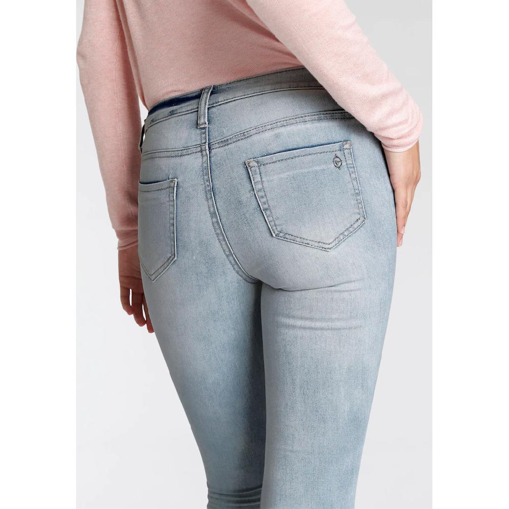 Tamaris Skinny-fit-Jeans schmale Beinform normale Leibhöhe 5-Pocket-Form Used-Waschung Valentinstagsangebot