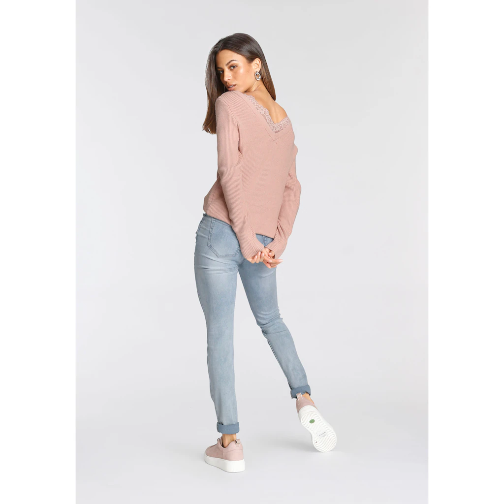 Tamaris Skinny-fit-Jeans schmale Beinform normale Leibhöhe 5-Pocket-Form Used-Waschung Valentinstagsangebot