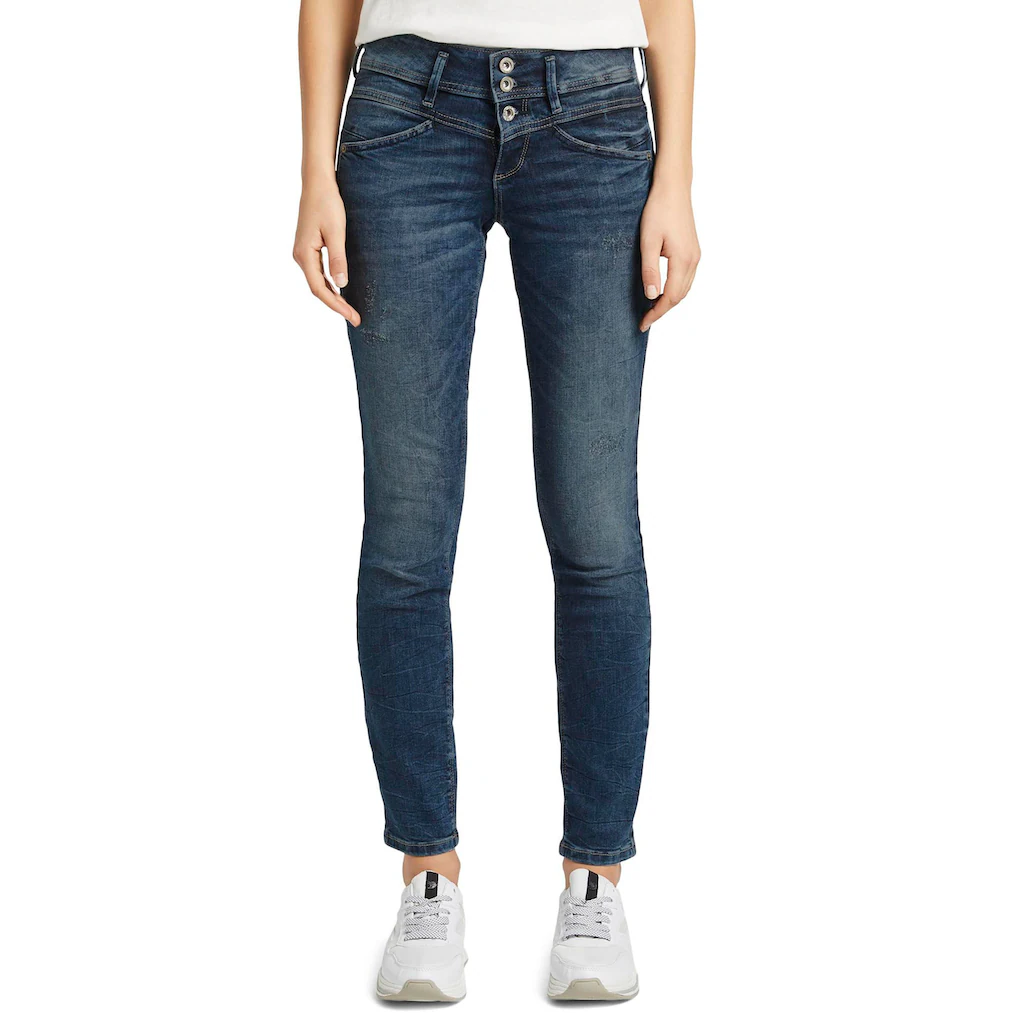TOM TAILOR Slim-fit-Jeans »Alexa Slim« mit Knopfleiste und dekorativ gesteppter Passe Jubiläumsangebot
