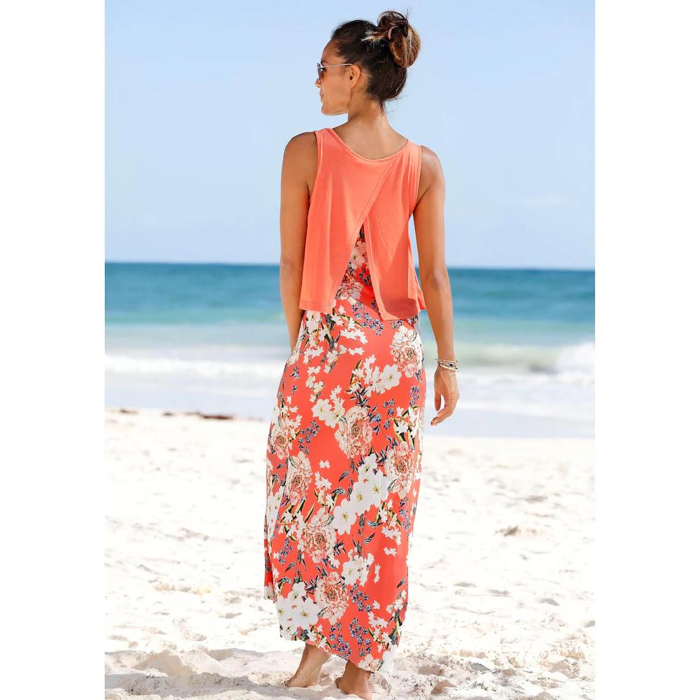 s.Oliver Maxikleid im Lagen-Look mit Blumenprint Sommerkleid Strandkleid Neueste Mode